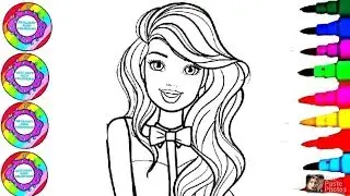 Coloring Drawing Barbie Pizza Girl Cow Girl Princess Coloring Book Page Kids, Toddlers