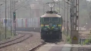 AJNI WAG 9 with Beaten Up Looking Container Freight Train !!