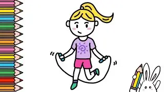How to draw a girl exercising - Easy