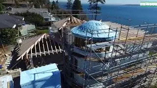 Waterfront Net Zero Mid-Construction Drone Footage - Roof Install