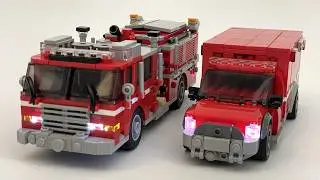 #lego Not Quite 1:48 LAFD Firetruck and Ambulance (Power Functions)