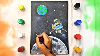 ISRO Chandrayaan-3 🇮🇳 Vikram Lander Moon Landing [2023] Celebration Painting!