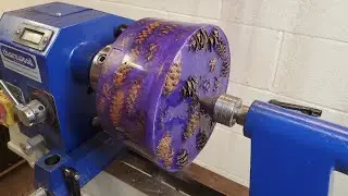 woodturning  violet pinecone bowl #woodturning #resin