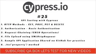 Part 25-Cypress API Testing | Basic Authentication | File Upload(multipart/form-data)| Request Chain