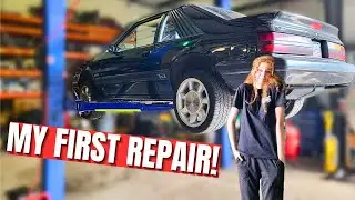 My FIRST CAR REPAIR!  // 17 Year Old Tries To Fix Her FoxBody Mustang