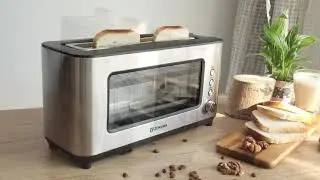 2-slot toaster, with glass window, 1200 W - Zokura
