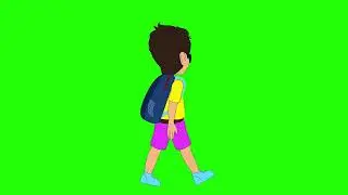 Student Going To School Green Screen animation