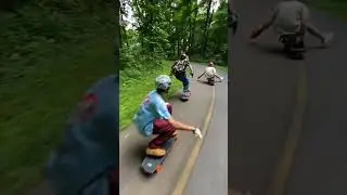 HECTIC GROUP SKATING ON NARROW PATH #longboarding