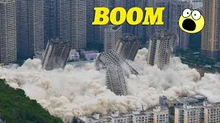 15 Unfinished Buildings Demolished in China in 45 Seconds explosion