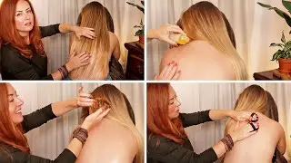 ASMR Oils & Tracing Back Treatment 🌟 Hair Brushing, Cleansing & Massage