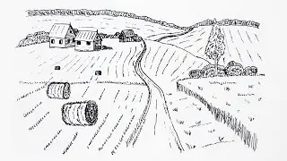 How to Draw a Farm with Fields | Як Намалювати Ферму з Полями