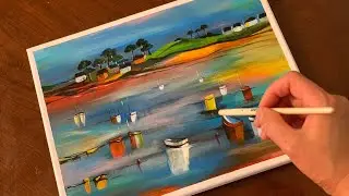 Lovely Boats/Easy Acrylic Painting for Beginner/Step by Step/Painting Tutorials/ Painting ASMR