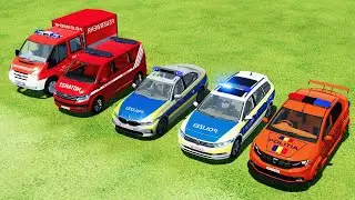 DACIA, VOLSKWAGEN, BMW POPLICE CARS and MERCEDES, FORD FIRE DEPARTAMENT EMERGENCY TRANSPORT ! FS22