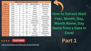 Extract Year Month Day Month Name Day Name from Date | Part 1