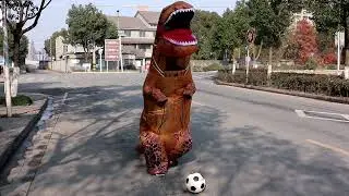 Inflatable dinosaur costume | Dinosaur Playing Football
