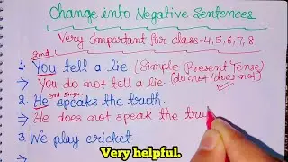 Change into Negative Sentences//English Grammar//Tense in English Grammar