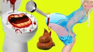 Spiderman Frozen Elsa Toilet Attack Funny Video! Batman Vampire Maleficent Superhero In Real Life