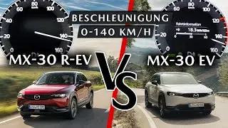 0 - 140 km/h Test: Mazda MX-30 EV 145 PS vs. MX-30 R-EV 170 PS | GPS Timer Beschleunigung