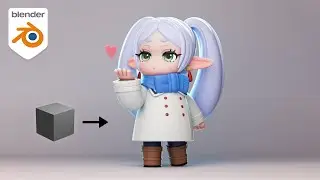 Cute Character Timelapse in Blender 3D - Frieren Chibi