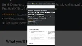 Practical HTML, CSS, JS: 10 Real-World Projects for Practice - Udemy Free Course