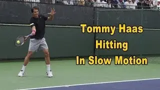 Tommy Haas Hitting Forehands, Backhands, And Serves In Slow Motion - BNP Paribas Open 2013