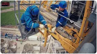 Башенный кран. Ремонт на высоте.  Repair tower crane.