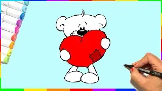 How To Draw Cute Bear with Heart | Valentines Teddy Bear