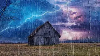 Sleep Instantly • (Epic Nature) • Heavy Rainstorm & Thunder at Old Farmhouse Field