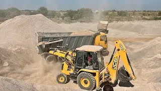 Jcb machine With Tata Signa Hayva And Bharatbenz Truck Loading Greet | Jcb Truck