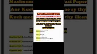 Psy101 current paper|psy101 current paper final term| psy101 current paper 2022| 