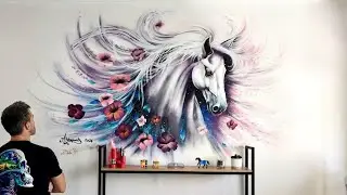 Fantasy Horse Head - Mural Painting - by Antonipaints