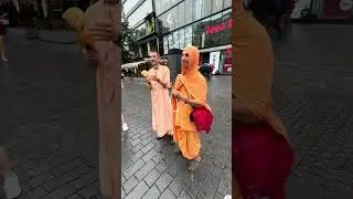 Harinam in Prague. People came to learn how to Chant Hare Krishna Maha Mantra