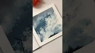 A-Z painting challenge! For alphabet C I painted Clouds ☁️✨🎨 #shorts #shortvideo #artvideo #goucahe
