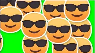 Face with sunglasses emoji horizontal transition green screen