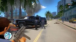 GTA Vice City Nextgen Edition - 6 Star Police Station Shootout With FBI + Escape