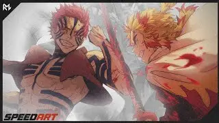 Speed Art | Wallpaper - Demon Slayer || Collab @Sad