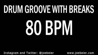 80 BPM - Simple Drum Beat - Backing Drum Track With Breaks - Practice Tool