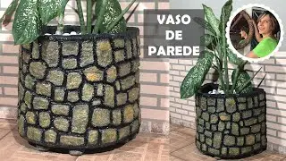 DIY - Large wall vase, imitating stones: with cement and Styrofoam