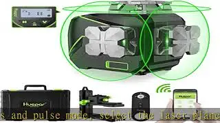 Huepar 16 Lines Self-Leveling Laser Level 4x360° Cross Line Laser with Receiver -LCD Screen, 4D Blu