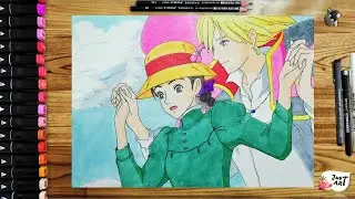Drawing Howl and Sophie from Howl's Moving Castle (Marker Drawing) | Just Art