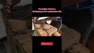 The builder performs bricklaying at the construction site #construction #bricklaying #shorts