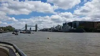 London Tower Bridge. GVs  River.  Street level 1 min