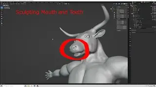 Blender Character Sculpting to Add the Mouth and Teeth | Minotaur's Mouth