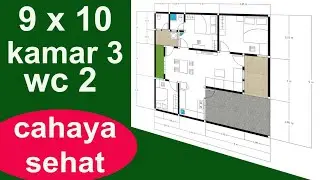 Denah 9x10 kamar 3 Sirkulasi Sehat