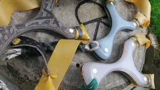 2 Glow in the Dark Kirinite and a Cobra Micarta Slingshot Catapult