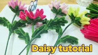 DIY Flower | How to make Daisy using pipe cleaner | Handmade home decor by Sreyneang