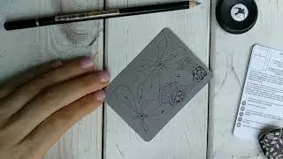 I draw in the Zentangle style on the ATC tile / Рисую в стиле Зентангл на плиточке АТС