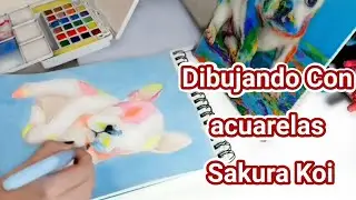 Abriendo regalos, respondiendo preguntas y pintando con acuarelas sakura Koi