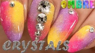 Spring / Summer ombre Swarovski crystals mani