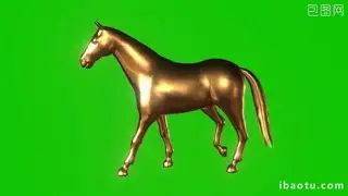 Green Screen_Keying video golden horse walking show composite_No copyright...